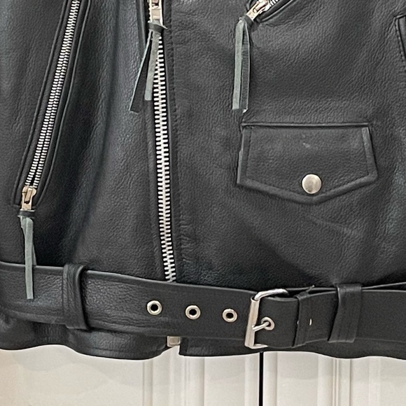 CUSTOM BILT BLACK LEATHER MOTORCYCLE MOTORS BIKER JACKET - SIZE SMALL - Picture 5 of 17